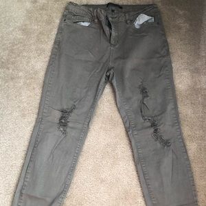 Olive Green ripped jeans